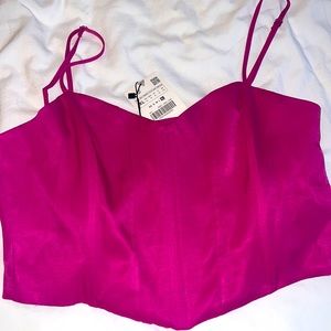 Zara NWT Hot Pink Corset Top sz XL